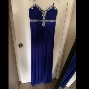 Strapless Chiffon Royal blue gown with rhinestone beading